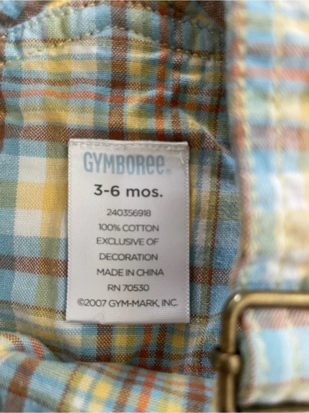 Gymboree 2007 Plaid Short Overalls in Yellow and Blue